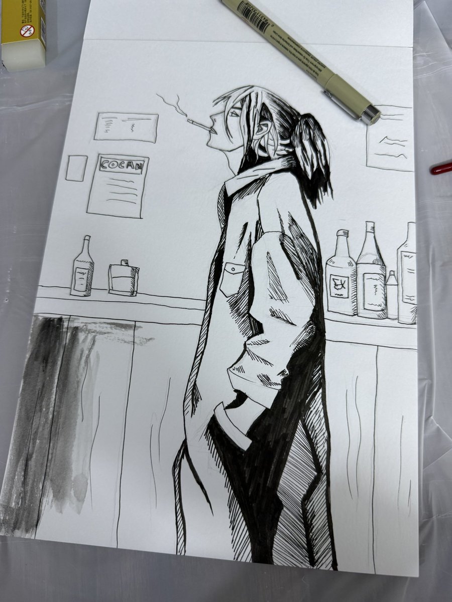 alialassafi98's tweet photo. First time inking in physical media! I have to say it is stressful knowing you don’t have Undo or Layers like digital 😅 wait till I finish 🫣
#art #ink #workinprogress https://t.co/7YZU7Ux8U0