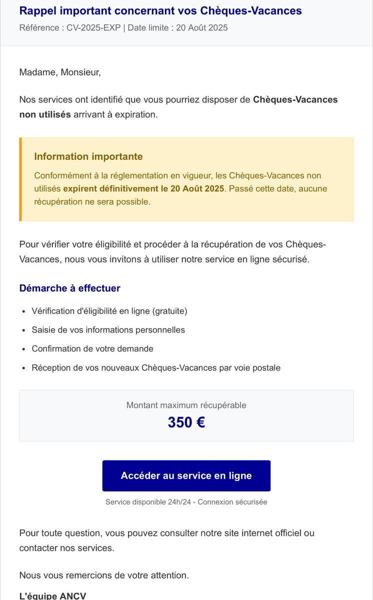 nmbr1ne's tweet photo. Arnaque très bien faite. 
Extrait du mail : https://t.co/aHkjGcsDI8