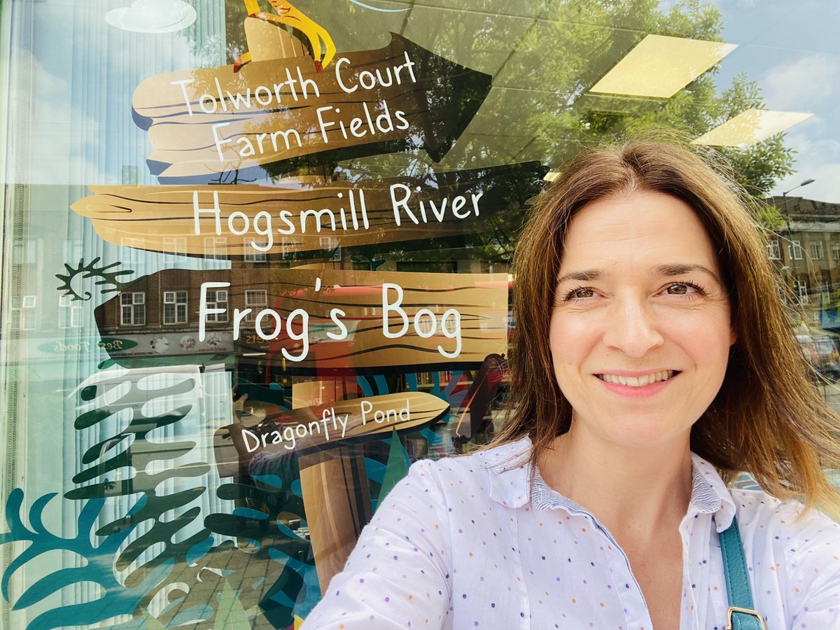 There are changes to the sprawling windows at #Tolworthlibrary Gone are the 25-year-old faded stickers and in their place is something new.
Full reveal coming on Monday! 
Pinch me, please. #kidsbooks #frogsbog #kingstonlibraries #authorlife #graffeg
