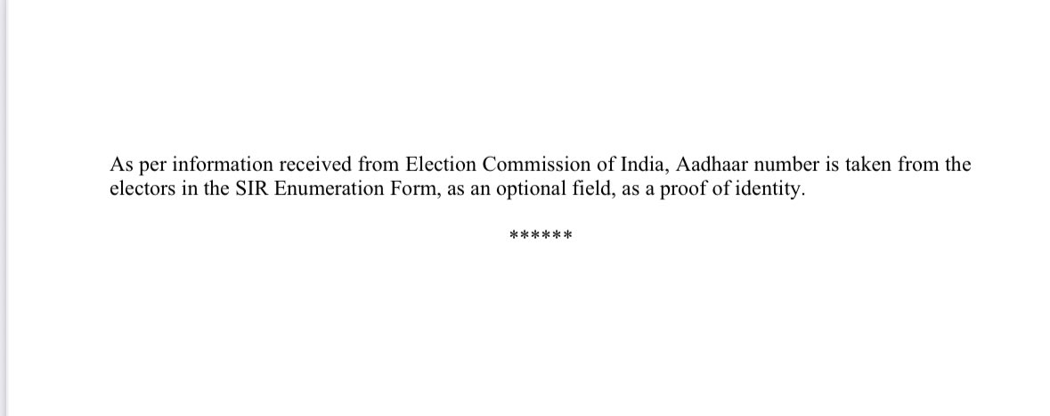 Sagarika Ghose (@sagarikaghose) on Twitter photo The Aadhaar card is not proof of citizenship or domicile says the <a href="/GoI_MeitY/">Ministry of Electronics & IT</a> in this answer to my question in Parliament on the definition of Aadhar. Why was this not made clear in the last decade when every government agency-including <a href="/ECISVEEP/">Election Commission of India</a> was constantly demanding Aadhar? The Aadhaar card is not proof of citizenship or domicile says the <a href="/GoI_MeitY/">Ministry of Electronics & IT</a> in this answer to my question in Parliament on the definition of Aadhar. Why was this not made clear in the last decade when every government agency-including <a href="/ECISVEEP/">Election Commission of India</a> was constantly demanding Aadhar?