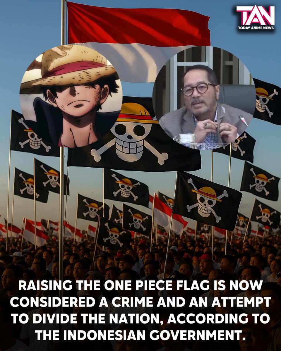 todayanimenews's tweet image. The government is against Luffy’s straw hat  flag .