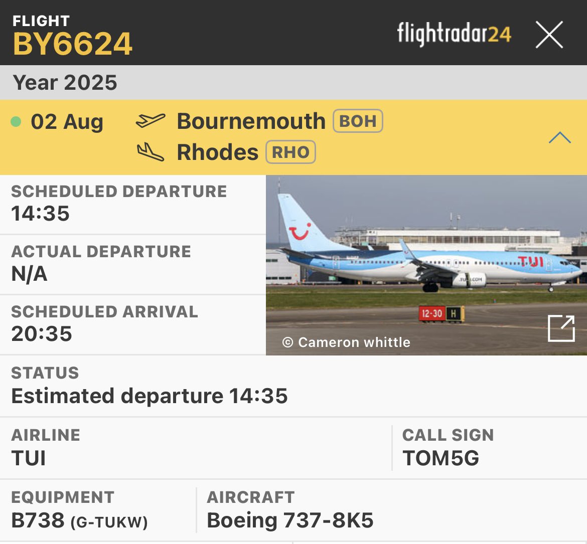 Now I know this is a long shot, but if there is anyone snapping at #BournemouthAirport today could they try and capture this <a href="/TUIUK/">tuiuk</a> flight to #Rhodes departing at 1435hrs. My son will be on the flight, but I’m working. I would be very grateful indeed. #Avgeek #Planespotting
