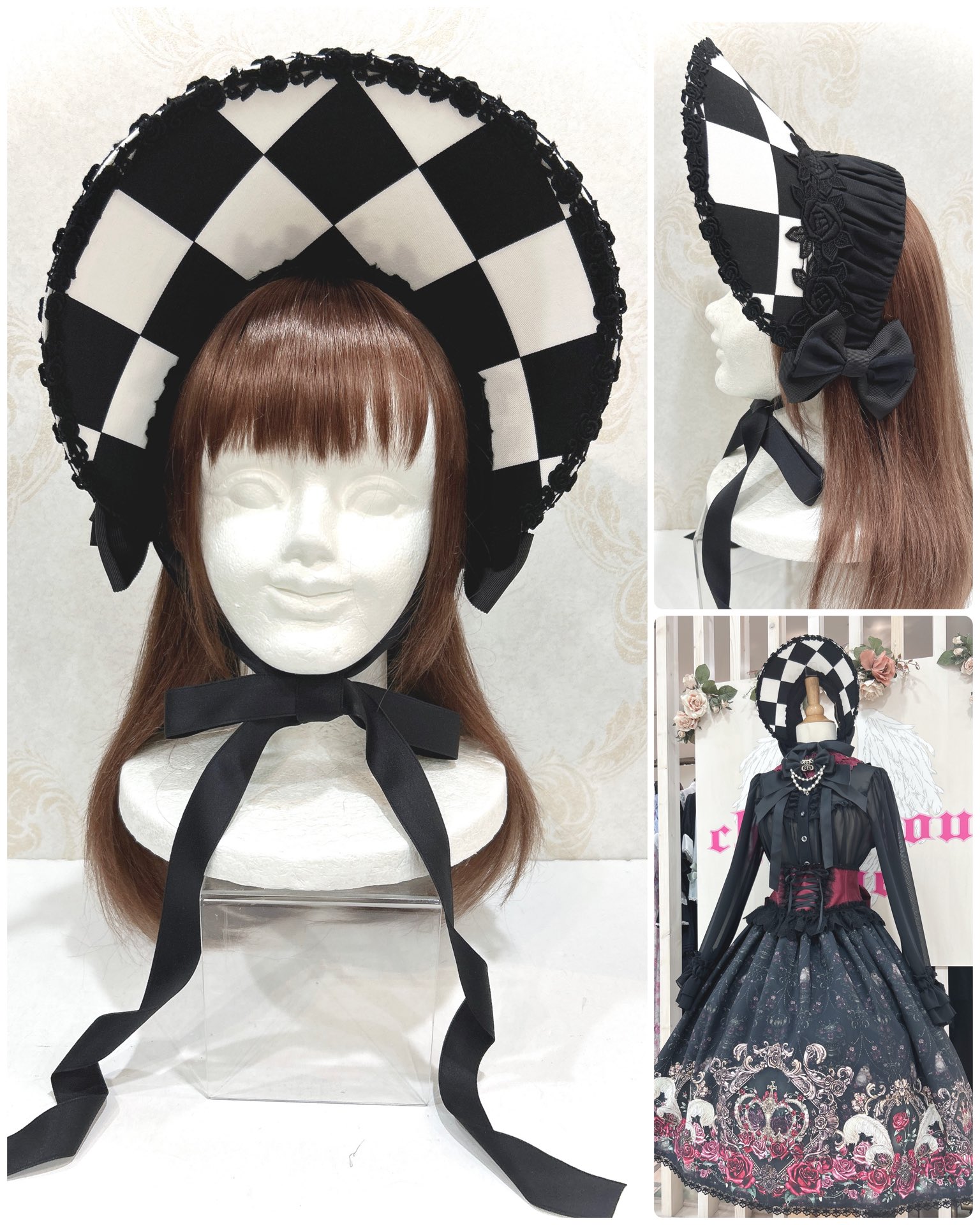 Enchantlic Enchantilly ダイヤ柄ボンネット USED】ダイヤ柄ハーフボンネット | Enchantlic Enchantilly