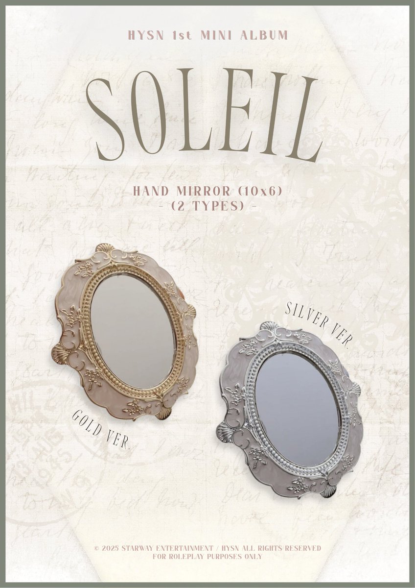 ㅤ
STARWAY ENTERTAINMENT

𝑯𝒀𝑺𝑵
1ST MINI ALBUM: 𝐒𝐎𝐋𝐄𝐈𝐋
OFFICIAL MERCHANDISE

02.08.25ㅤ
ㅤ
Out now!! 
👉🏻 [ RT to obtain ]
ㅤ