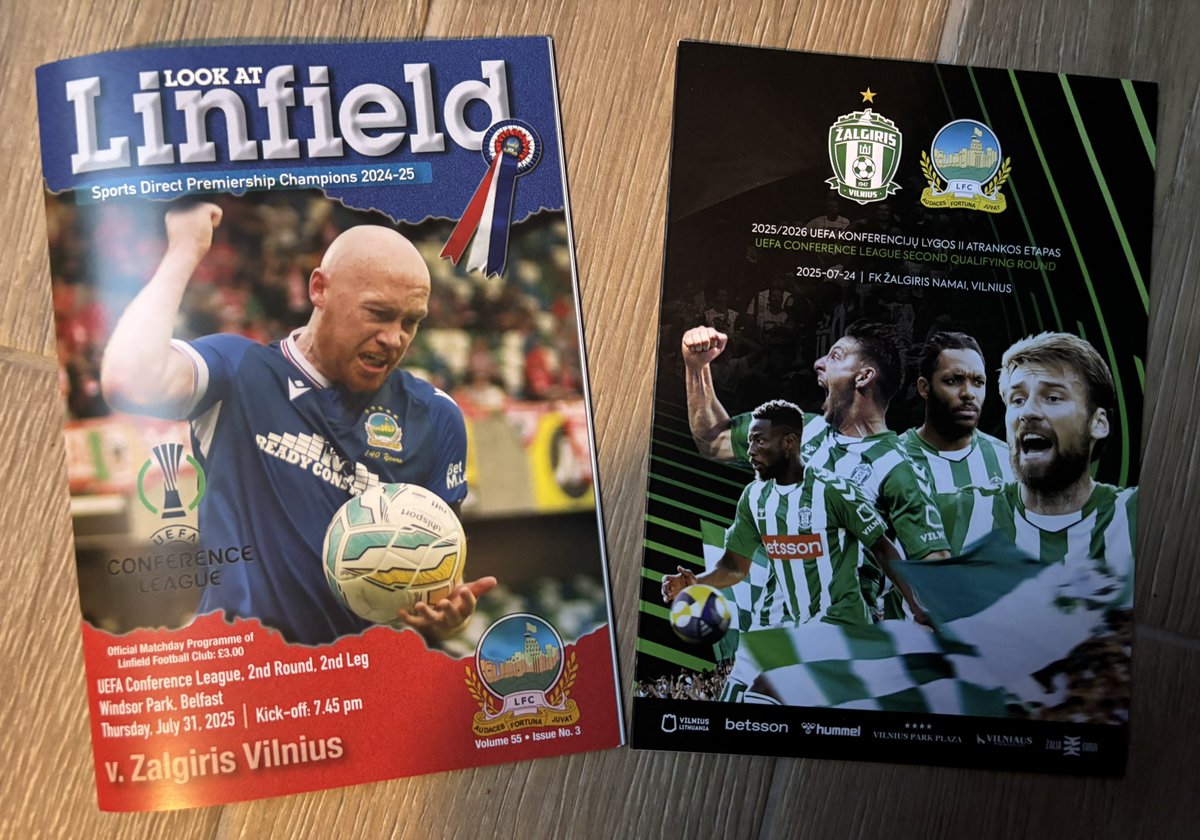 Programmes from our home &amp; away ties v Zalgiris in the Europa Conference League qualifier