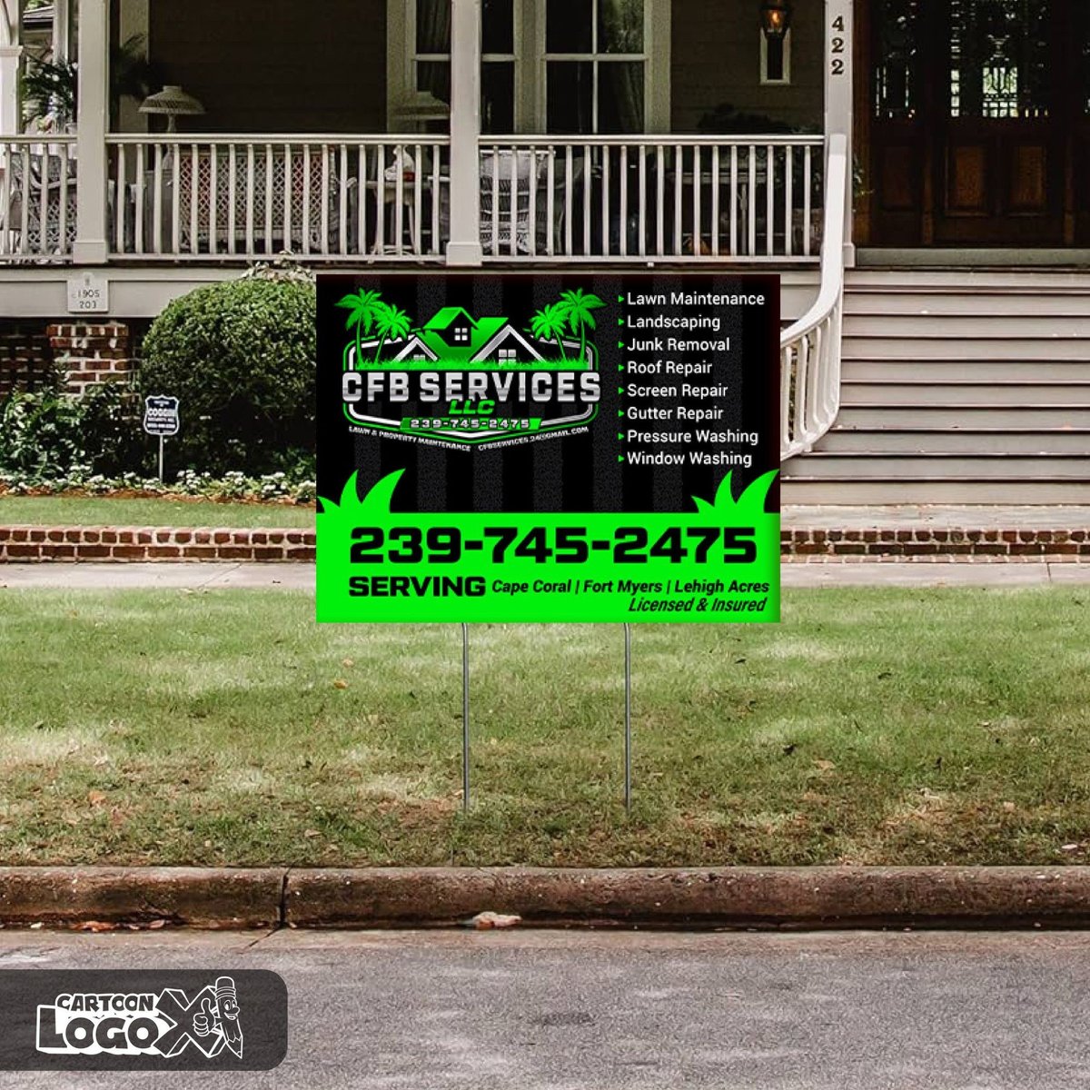 SerinaFrom98771's tweet image. Stand Out From the Lawn – Custom Mascot Yard Sign!
CFB Services LLC’s bold mascot logo grabs attention right from the lawn. Perfect for pros who want to stand out.

 cartoonlogox.com
serinaadam31@gmail.com

#yardsign #mascotlogo #customyardsign #boldbranding #cartoonlogox