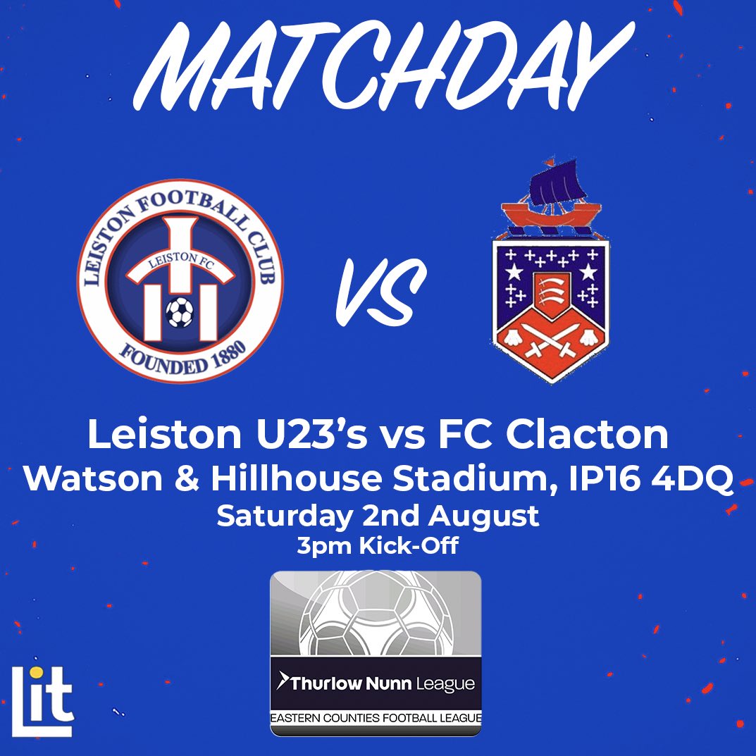 🚨| IT’S MATCHDAY!

We’re back in action in the <a href="/ThurlowNunnL/">TNL</a>.

🆚 <a href="/leistonFC_youth/">Leiston FC Development ⚽💙</a> 
📍Watson &amp; Hillhouse Stadium
🗓️ Saturday 2nd August
🕒 3pm Kick-Off

Come show your support and back the lads!💙❤️

#Seasiders #FCC #Clacton #Essex
