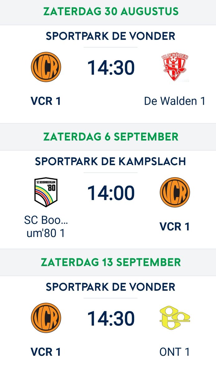 Bekerwedstrijden VCR 1