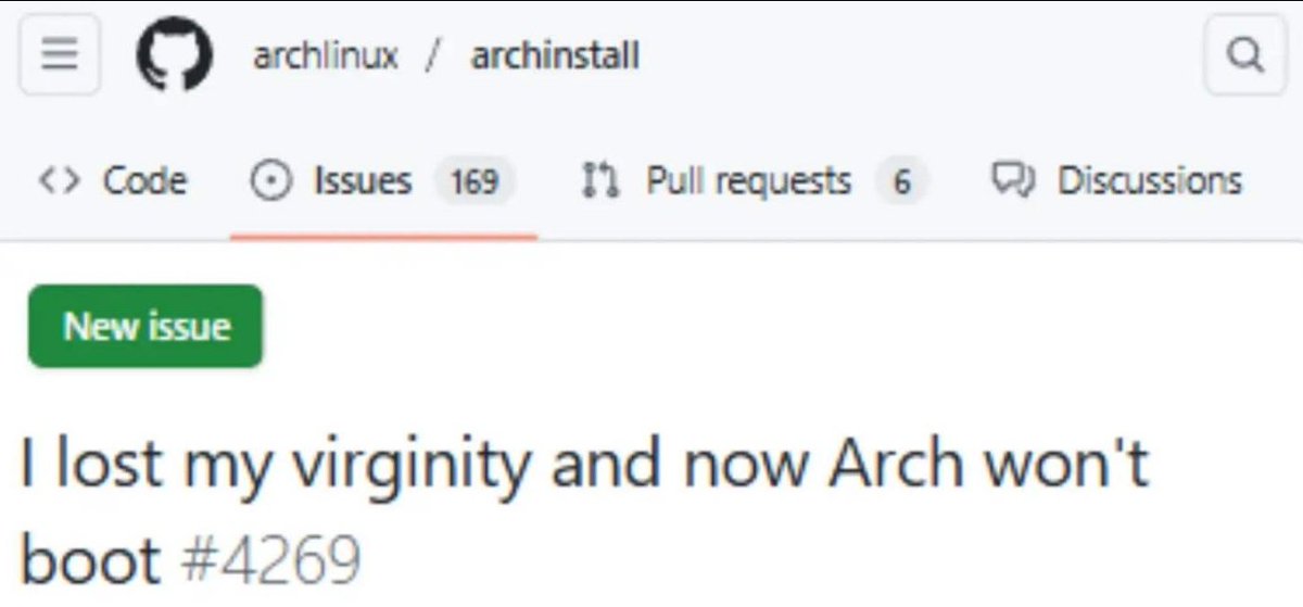 ShitpostRock's tweet image. Most rare bug on Archlinux