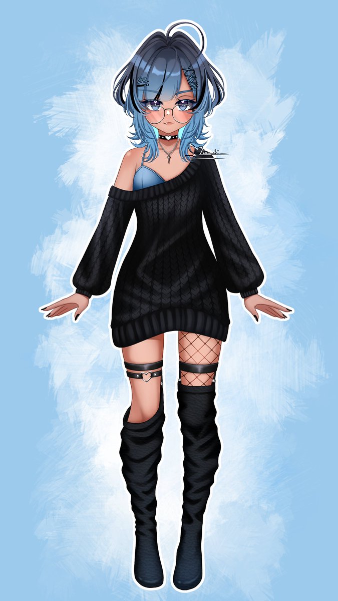 _fibonacchi's tweet photo. After 5 years of doing digital art, I've finally had the motivation to do a proper OC that represents me, my features and what I like 💙💙

What do I plan to do with this avatar though? 👀 https://t.co/b1e7nJy439
