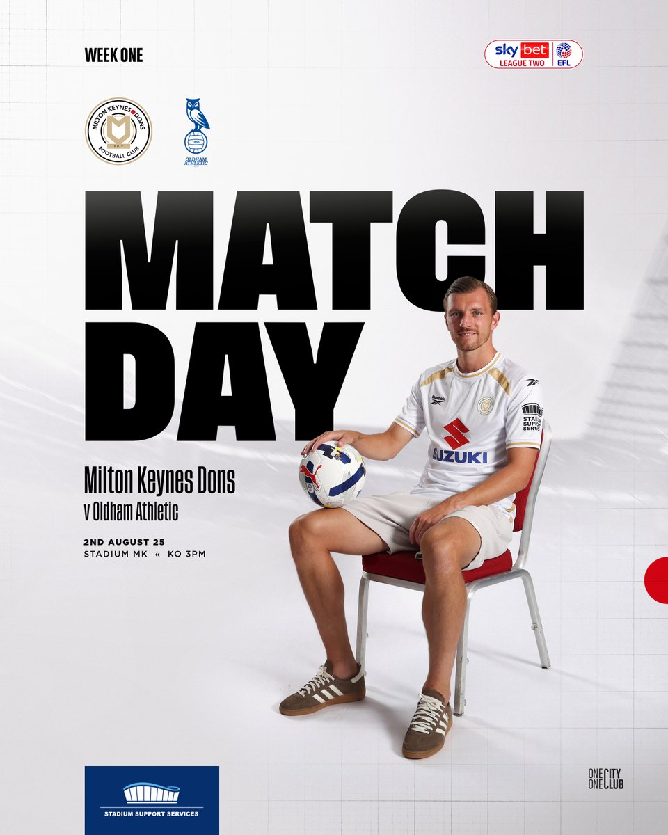 MKDonsFC's tweet photo. MATCHDAY!

🆚 @OfficialOAFC 
🏆 Sky Bet League Two
🏟️ Stadium MK
🎟️ https://t.co/zoG3YhpFKA 
⏱️ KO 3pm
 
#COYD https://t.co/ZkYsBUdXgN