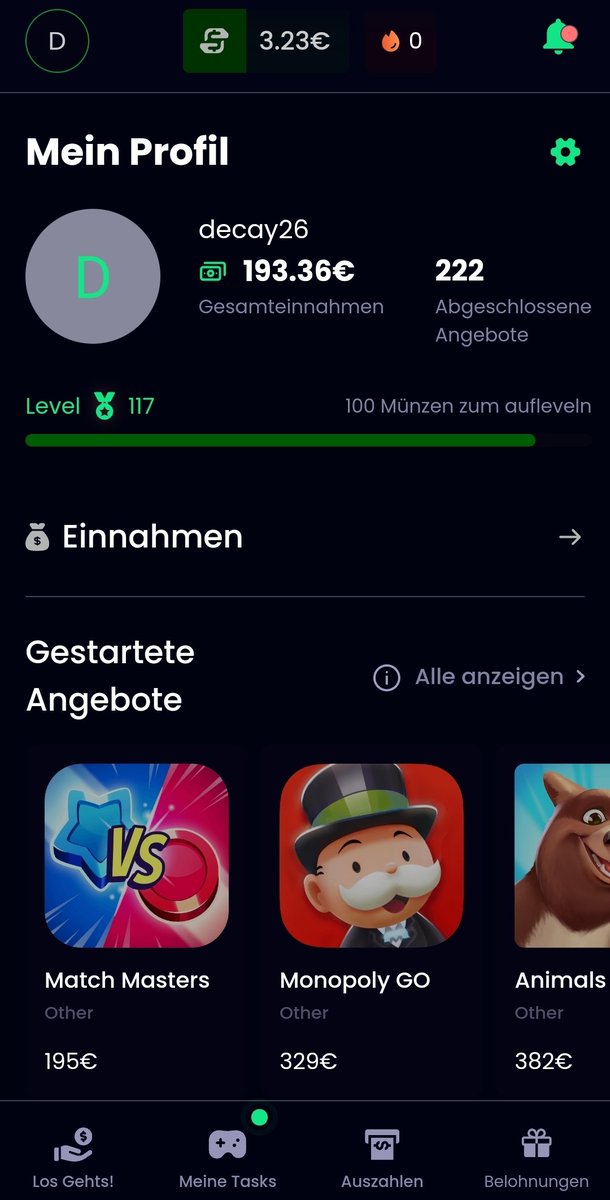 #Freecash is an app where you can play games or do surveys to get money. Since the beginning of this year and got 193$ till now 👀🫨

A bonus is there, all who will register via the link will get a bonus from 5$
freecash.com/r/C7Z1G

Cashout is easy - Paypal 😎
#sorare