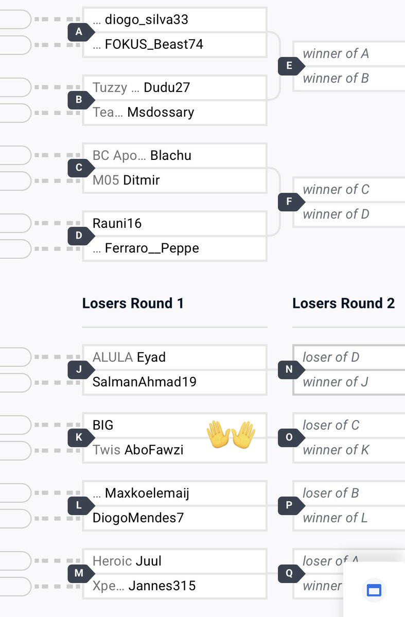 صباح الخير عالجميع🤍

اليوم نهائيات اللاست ومشواري راح يكون جداً طويل 
١٠ فوز متتالي = التأهل للبلاي إنز
خسارة = الخروج من البطولة
باذن الله نسويها ، دعواتكم🙏🏻🩵