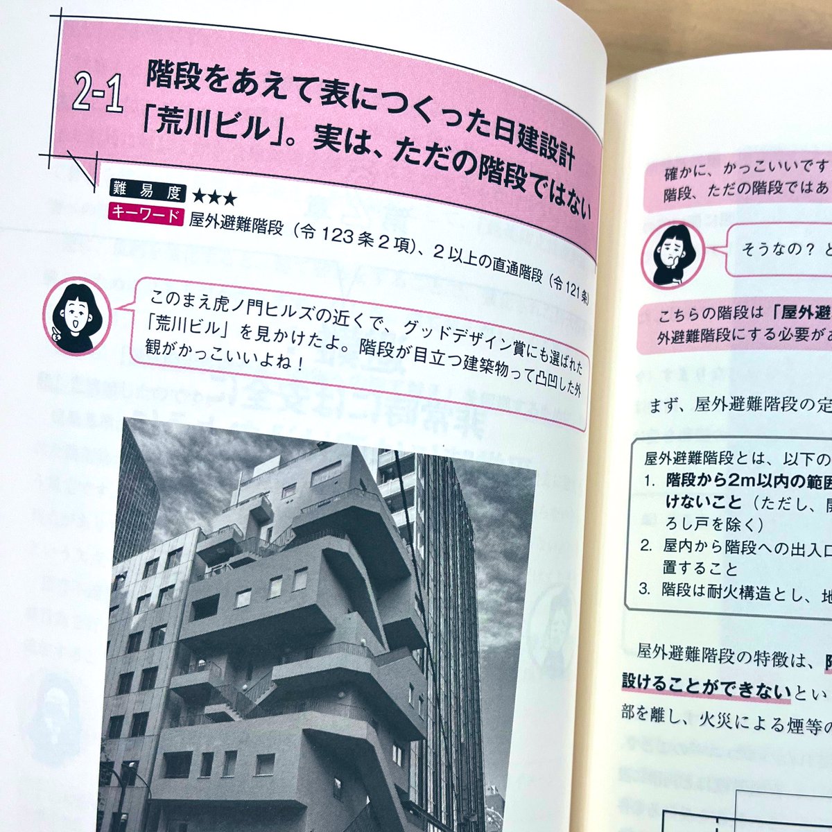谷口 景一朗 / Keiichiro TANIGUCHI (@keiichirot) on Twitter photo そぞろさん(<a href="/sozooro/">そぞろ|著書『面白すぎる建築法規』発売中!</a>)から
『面白すぎる建築法規』(学芸出版社)をご恵投いただきました。
荒川ビル竣工直後に屋外避難階段の取り扱いについてTwitterでそぞろさんとやりとりさせてもらったのが約7年前。
その時の内容が本の中に載っています。
皆さんもぜひ手にとってみてください! そぞろさん(<a href="/sozooro/">そぞろ|著書『面白すぎる建築法規』発売中!</a>)から
『面白すぎる建築法規』(学芸出版社)をご恵投いただきました。
荒川ビル竣工直後に屋外避難階段の取り扱いについてTwitterでそぞろさんとやりとりさせてもらったのが約7年前。
その時の内容が本の中に載っています。
皆さんもぜひ手にとってみてください!