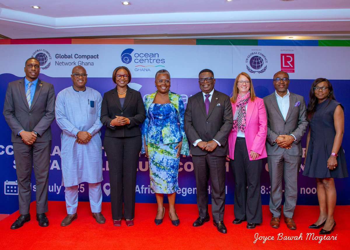 joyce_bawah's tweet photo. Ghana Launches Ocean Centre to Facilitate Maritime Safety and Sustainability

On Thursday, July 31st, I had the honour of chairing the official launch of the Ocean Centres in Ghana convened by the UN Global Compact Network at the Africa Regent Hotel in Accra, this event brought together leaders from government, finance, academia, the maritime and environmental sectors to forge collaborative solutions across key ocean-based sectors including shipping and ports, fisheries and aquaculture, offshore renewables, and blue finance.

Ghana joins six other countries under the global Ocean Centres initiative, led by Dr Kofi Mbiah sponsored by Lloyd’s Register Foundation, to tackle pressing regional ocean safety and sustainability challenges.

This was momentous step in our national action toward a safer and more sustainable blue economy. Four strategic ministries were represented, the Minister for Environment, Hon Murtala Mohammed, Fisheries and Aquaculture Minister, Hon Emilia Arthur, and a representative of the Ministry of Energy and Green Transitions. 

#ActaNonVerba