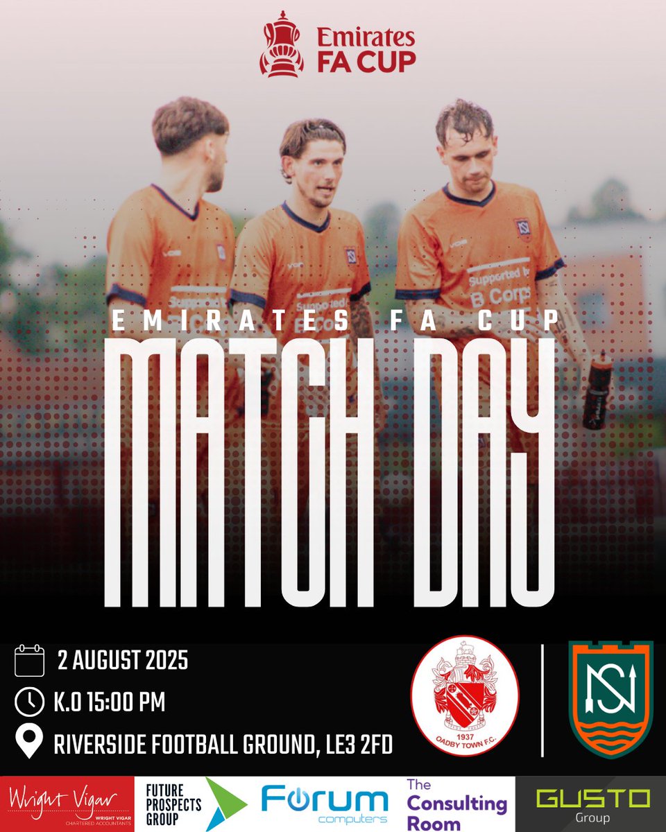 MATCH DAY | NSUFC VS GNG Oadby Town FC

The Highwaymen hit the road today for our first Emirates FA Cup clash of the season as we take on Oadby in Leicester!

#TheHighwaymen 🆚 <a href="/GNG_Oadby/">GNG Oadby Town FC</a> 
🗓️ Saturday 2nd August
🕒 K.O: 3:00 PM
📍51 Braunstone Ln E, LE3 2FD

#EmiratesFACup