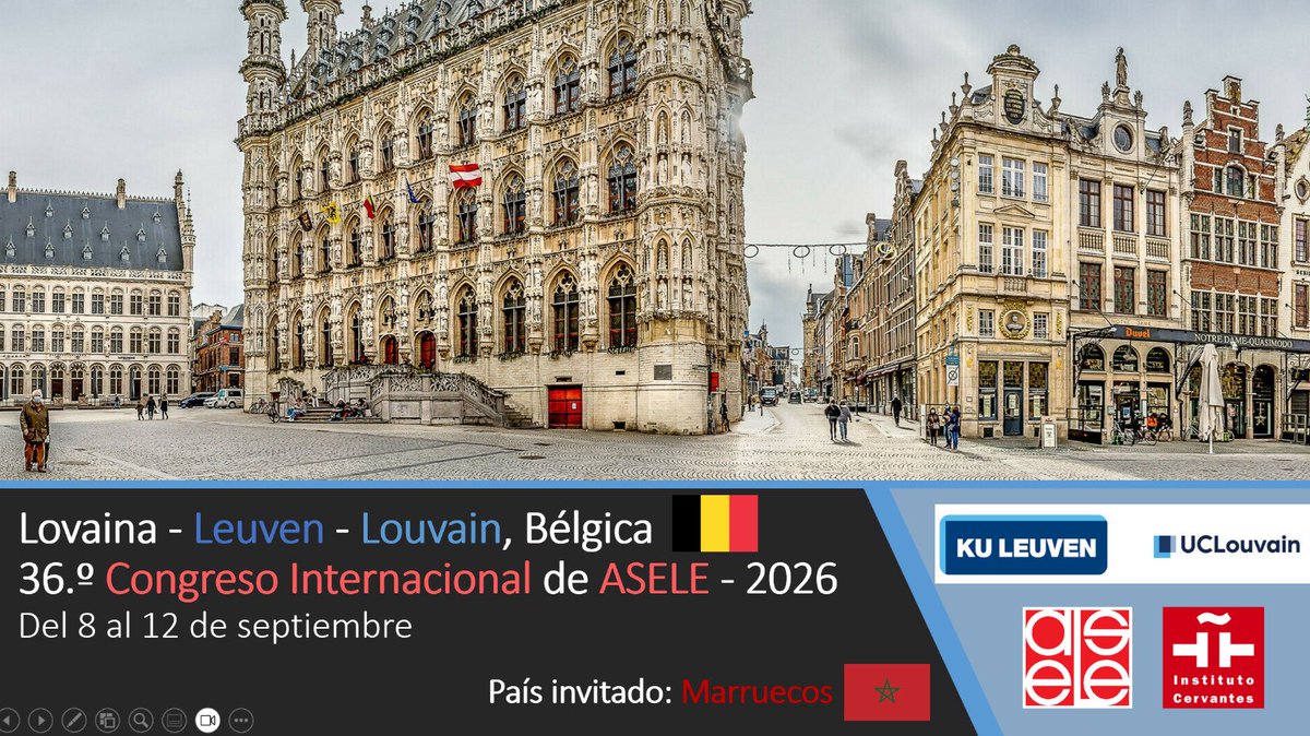 Eva (@evagonme) on Twitter photo 36.° CONGRESO INTERNACIONAL ASELE
Lovaina-Leuven-Louvain
8-12 de septiembre de 2026
<a href="/KU_Leuven/">KU Leuven</a> <a href="/artskuleuven/">Letteren KU Leuven</a> & UCLouvain
<a href="/ASELE_ELE/">ASELE</a> <a href="/InstCervantes/">Instituto Cervantes</a> 36.° CONGRESO INTERNACIONAL ASELE
Lovaina-Leuven-Louvain
8-12 de septiembre de 2026
<a href="/KU_Leuven/">KU Leuven</a> <a href="/artskuleuven/">Letteren KU Leuven</a> & UCLouvain
<a href="/ASELE_ELE/">ASELE</a> <a href="/InstCervantes/">Instituto Cervantes</a>