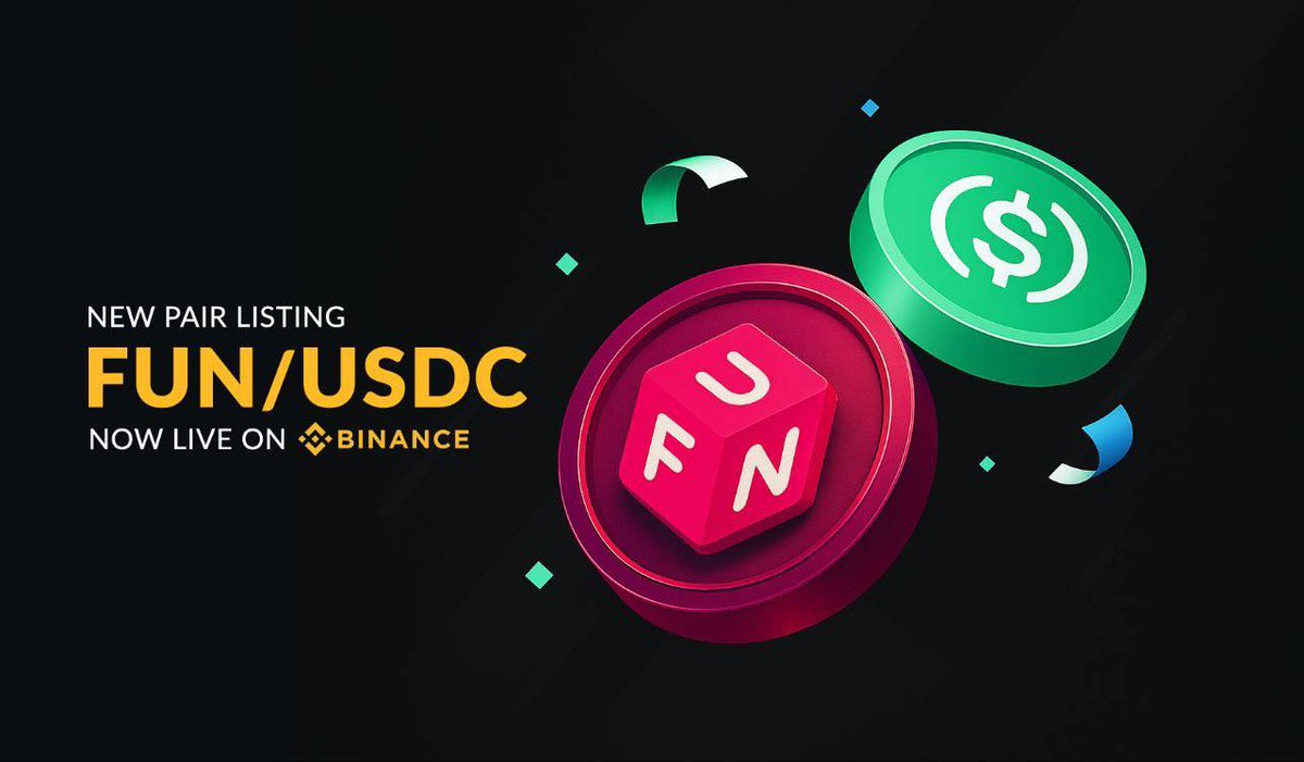 FUN and Binance are back — this time with $USDC
This is strategic positioning…

Binance isn’t repeating support without purpose
$FUN is underexposed ✅
And right now?
Undervalued ✅

#FUN