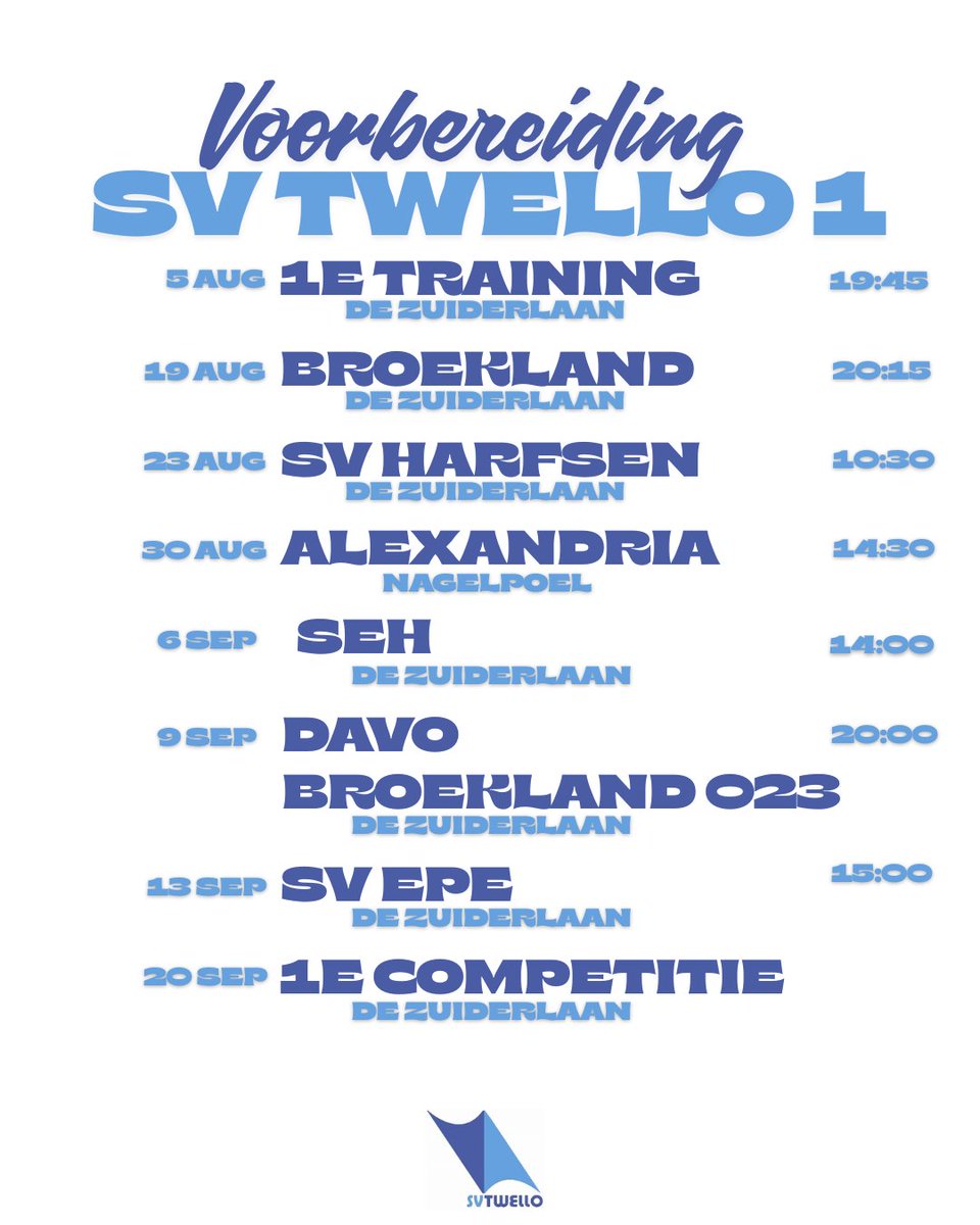 Dinsdag 5 augustus beginnen we aan het nieuwe avontuur bij <a href="/SVTwello/">SV Twello</a>.