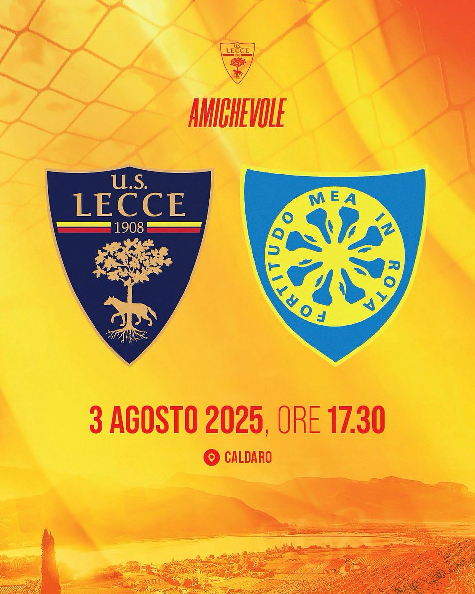 U.S. Lecce (@officialuslecce) on Twitter photo ๐ | ๐๐จ๐ฆ๐๐ง๐ข ๐๐ฅ๐ฅ๐ ๐๐:๐๐ ๐ฅโ๐๐ฆ๐ข๐๐ก๐๐ฏ๐จ๐ฅ๐ ๐๐จ๐ง ๐ฅ๐ ๐๐๐ซ๐ซ๐๐ซ๐๐ฌ๐
๐๏ธ Domani pomeriggio alle ore 17:30 i giallorossi affronteranno la Carrarese al Centro Sportivo S. Antonio di Caldaro (Bolzano) per la quarta ed ultima amichevole del ritiro ๐ | ๐๐จ๐ฆ๐๐ง๐ข ๐๐ฅ๐ฅ๐ ๐๐:๐๐ ๐ฅโ๐๐ฆ๐ข๐๐ก๐๐ฏ๐จ๐ฅ๐ ๐๐จ๐ง ๐ฅ๐ ๐๐๐ซ๐ซ๐๐ซ๐๐ฌ๐
๐๏ธ Domani pomeriggio alle ore 17:30 i giallorossi affronteranno la Carrarese al Centro Sportivo S. Antonio di Caldaro (Bolzano) per la quarta ed ultima amichevole del ritiro