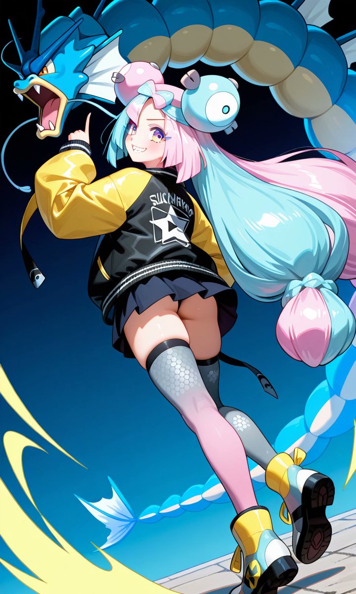 nchdd4's tweet photo. 後ろ姿。背中のイラストはポケモンにしたくてレックウザとギャラドスと指定してみたけど反映されず。ピカチュウにしたら出来た。
#iPxAI #AIイラスト https://t.co/9fvPctjmjp