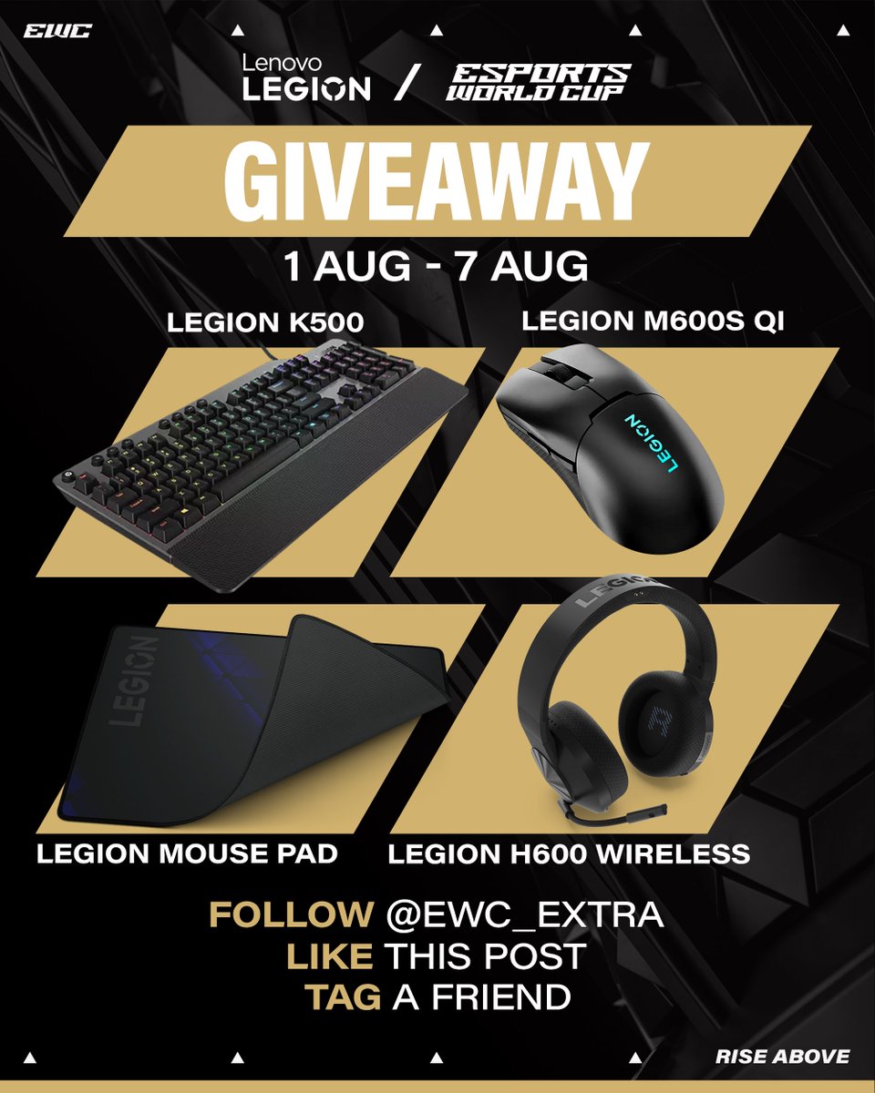 EWC Extra (@ewc_extra) on Twitter photo We're kicking off this Championship Weekend with a brand new giveaway! Enter now and get a chance to score a
<a href="/LenovoLegion/">Lenovo Legion</a>
Gaming Bundle 🎁
To participate:
- Follow EWC_Extra
- Repost this giveaway
- Tag a friend in the replies
We'll draw the winner on August 7th - GLHF! We're kicking off this Championship Weekend with a brand new giveaway! Enter now and get a chance to score a
<a href="/LenovoLegion/">Lenovo Legion</a>
Gaming Bundle 🎁
To participate:
- Follow EWC_Extra
- Repost this giveaway
- Tag a friend in the replies
We'll draw the winner on August 7th - GLHF!