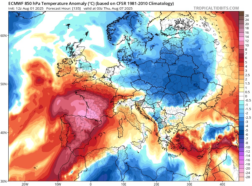 Posible ola de calor esta próxima semana🔥🌡️

Las temperaturas poco a poco van subiendo, pero no será hasta la semana siguiente que llegará una masa de aire mucho más cálido a la península. 
A 850hpa (1500m aprox) las temperaturas serán hasta 10-12°C más altas de lo normal y en