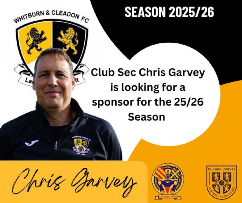 Our New club secretary Chris Garvey is looking for a sponsor for the upcoming season . 
If you interested in sponsoring him please get in contact  with the club 🟡⚫️