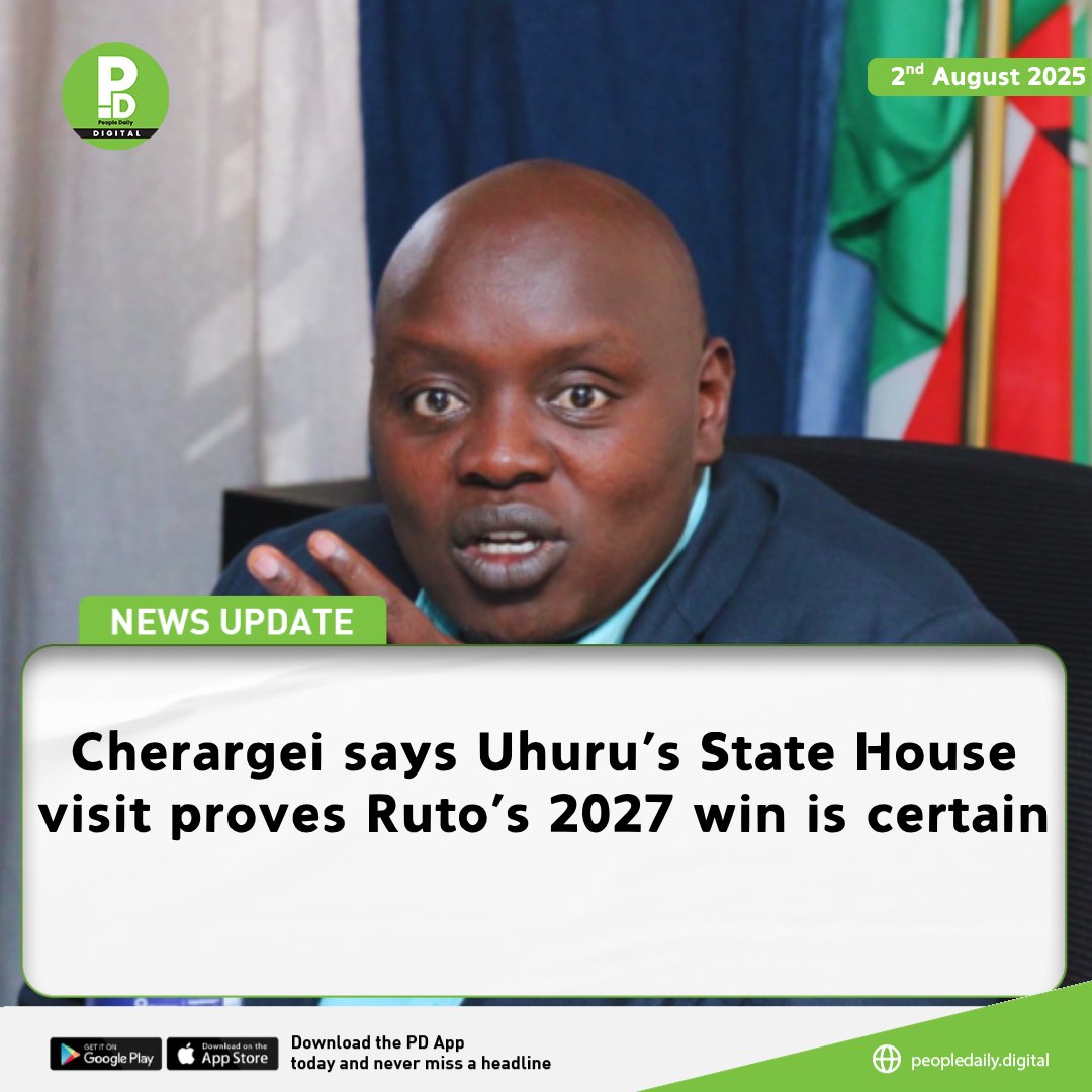 PeopleDailyKe's tweet photo. Nandi Senator Samson Cherargei has lauded former President Uhuru Kenyatta’s meeting with his successor, President William Ruto.
Read more here:https://t.co/HYC9OC0496
#PDNews #PDSiasa #PDWikendi https://t.co/fKN0WlqsDl