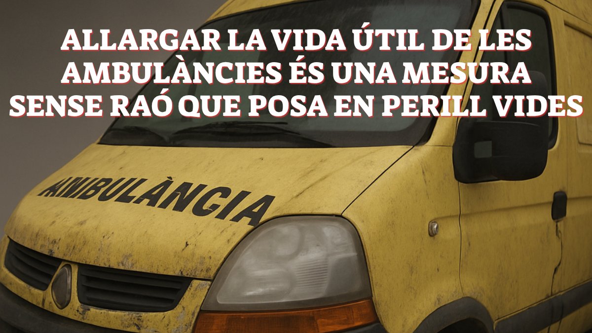 El Govern allarga la vida útil de les #ambulàncies a 12 anys, tot i estar en un estat lamentable i posar en perill la vida de pacients i treballadors. 
salvemlesambulancies.org/la-generalitat…

<a href="/semgencat/">SEM. Generalitat</a> <a href="/salutcat/">Salut</a> <a href="/govern/">Govern de Catalunya</a> <a href="/socialistes_cat/">Socialistes PSC/❤</a> <a href="/Esquerra_ERC/">Esquerra Republicana</a> <a href="/JuntsXCat/">Junts per Catalunya🎗</a> <a href="/cupnacional/">CUP Països Catalans</a> <a href="/SomComuns/">Comuns</a>