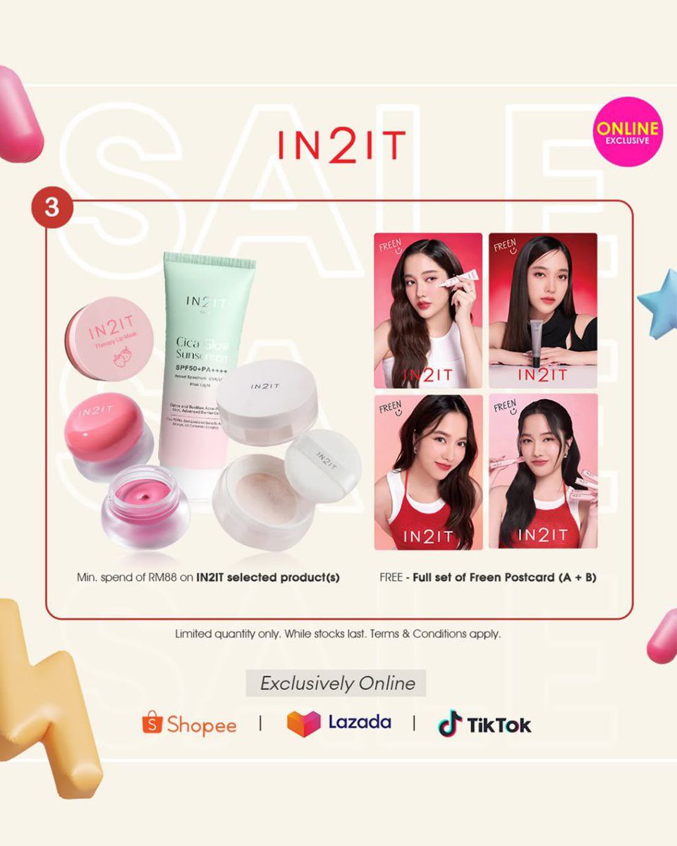 Freen on IN2IT Malaysia 

[8.8 MEGA SALE] You asked.We delivered.
The wait is over.The most-wanted Freen postcards is BACK! — and yes,it’s as cute as you remember

📅 4 – 10 August 2025 ONLY

#IN2ITMalaysia #IN2ITCosmetics
#srchafreen #FreenSarocha
#IN2ITxFreen #GIRLFREEN 
🌷❤️🙏🏻