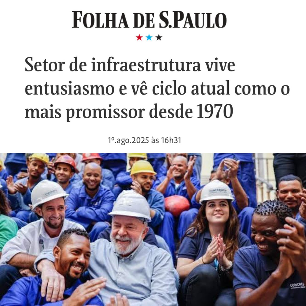 BRASIL COM LULA: O setor de infraestrutura brasileiro vive um momento de euforia com as políticas do governo Lula. Executivos, líderes do setor e representantes de entidades avaliam que o país está inserido em um ciclo robusto de investimentos, marcado por um ambiente atrativo