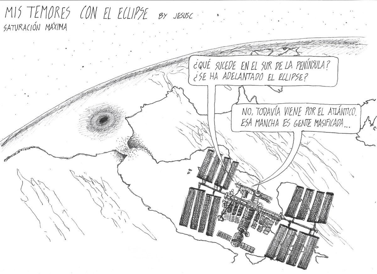 En dos años desde hoy tendremos un #eclipse2027 en el Sur de la península, pueden pasar muchas cosas antes y después y eso me llena de "mis temores con el eclipse"... a prepararse.

#Humor #astronomia
