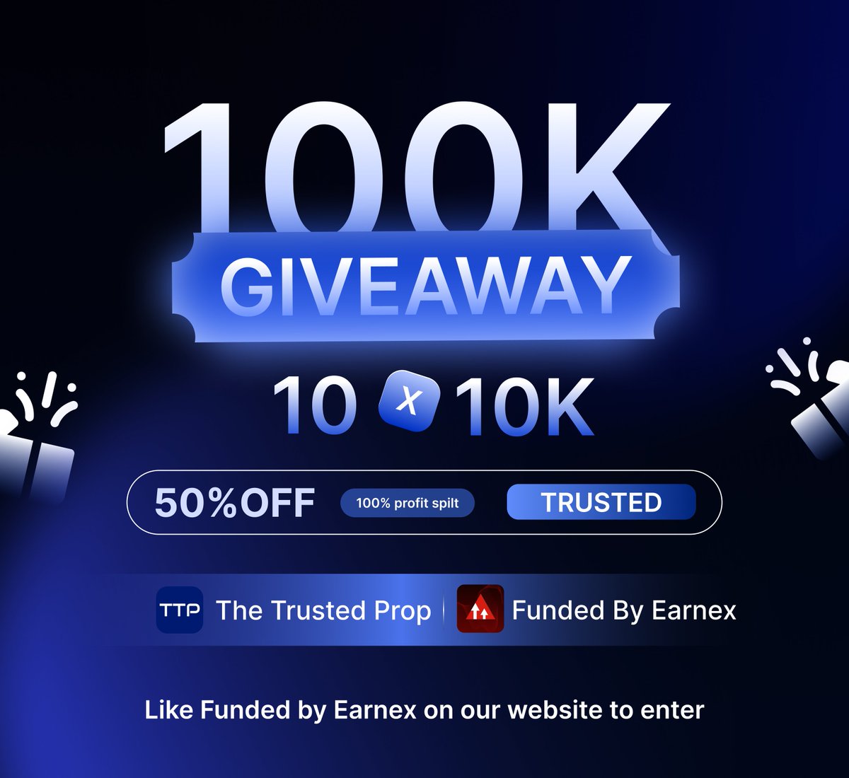 TheTrustedProp (@thetrustedprop) on Twitter photo ๐จ GIVEAWAY TIME! ๐จ
We're giving away 10 x $10K Challenge Accounts from <a href="/earnexfunded/">Funded By Earnex</a>
โ
Follow <a href="/TheTrustedProp/">TheTrustedProp</a> & <a href="/earnexfunded/">Funded By Earnex</a>
โ
Like & Repost this tweet
โ
Tag 3 trader friends in the comments
โ
Like Funded by earnex on The Trusted Prop ๐จ GIVEAWAY TIME! ๐จ
We're giving away 10 x $10K Challenge Accounts from <a href="/earnexfunded/">Funded By Earnex</a>
โ
Follow <a href="/TheTrustedProp/">TheTrustedProp</a> & <a href="/earnexfunded/">Funded By Earnex</a>
โ
Like & Repost this tweet
โ
Tag 3 trader friends in the comments
โ
Like Funded by earnex on The Trusted Prop