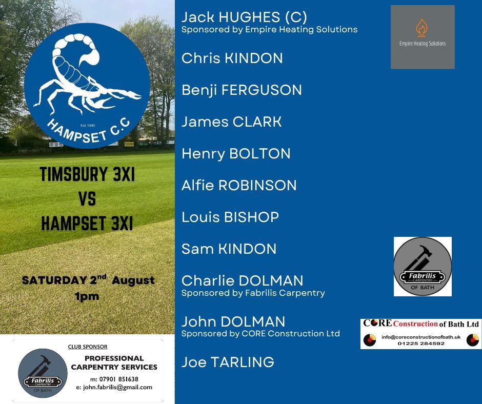 Hampset Cricket Club (@hampsetcc) on Twitter photo Teams and weekend fixtures!
1XI are back at The Rise vs <a href="/WbourneCC/">Winterbourne CC</a>
The 2XI travel to St Georges valley looking to continue their streak of wins
3XI have the short trip out to @timsburycc to play their 3XI Teams and weekend fixtures!
1XI are back at The Rise vs <a href="/WbourneCC/">Winterbourne CC</a>
The 2XI travel to St Georges valley looking to continue their streak of wins
3XI have the short trip out to @timsburycc to play their 3XI