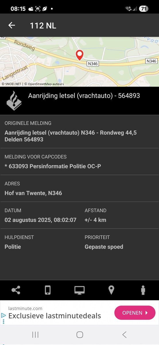 Dodelijke botsing tussen vrachtwagen en personenauto in Delden
