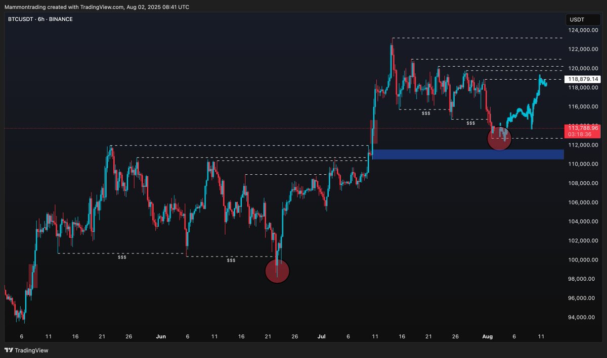 $BTC

That gut feeling from the last post? It was right.
That’s where time in the market shows its reward.
But now comes the real question:
What’s next?

In my opinion, we’re getting close to a bottom.
Since Bitcoin left behind that massive stack of buy-side liquidity, I’m