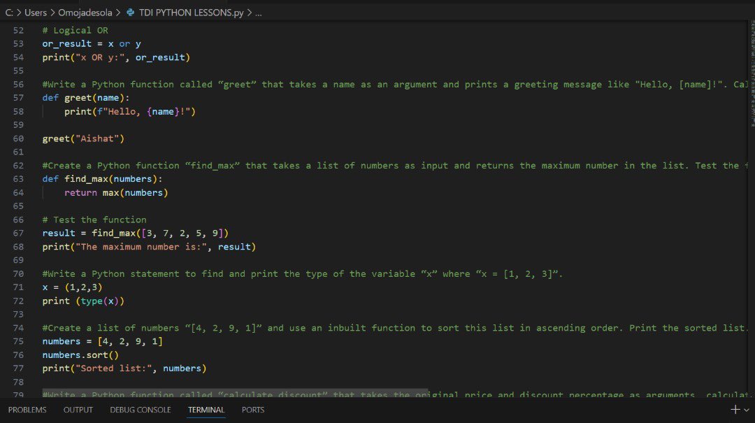 tomeeyseen's tweet image. After a long break; From zero to one line of code ;my Python journey has officially begun with @TDataImmersed .
Grateful for growth, hungry for mastery. #FirstStep #CodeInProgress #Pythonbeginner thank you for this opportunity @DabereNnamani @JudeRaji_ #TDI