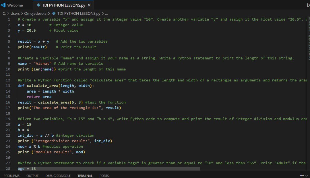 tomeeyseen's tweet image. After a long break; From zero to one line of code ;my Python journey has officially begun with @TDataImmersed .
Grateful for growth, hungry for mastery. #FirstStep #CodeInProgress #Pythonbeginner thank you for this opportunity @DabereNnamani @JudeRaji_ #TDI