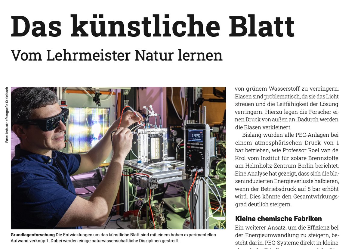 Hier ist mein neuer Artikel zum Themenkomplex „Die #Chemie trifft auf die #Energiewirtschaft”. Das künstliche Blatt. Oder: Wie wir die Photosynthese nachstellen und so beispielsweise #Wasserstoff produzieren oder Plastikmüll in wertvolle #Chemikalien umwandeln können.