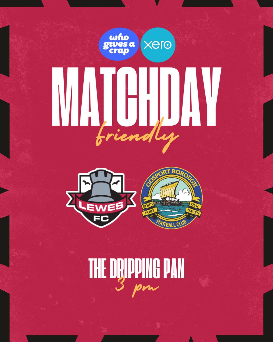 It's time for the last friendly before it all begins next weekend! 😍

Join us for an exciting afternoon as we look to finalise our preparation for the season. 👊

🎟 - buytickets.at/lewesfootballc…
General Admission - £7
Children u16 - Free

3pm kick off

#COYR🔴⚫