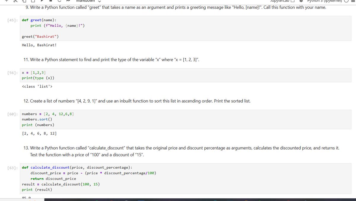 Just wrapped up Week 1 of Python for Data Analytics using Jupyter Notebook with <a href="/TDataImmersed/">The Data Immersed</a> 

Learned about:
Variables &amp; Data Types
Functions
Logical Operators
Inbuilt Functions
#TDI 
<a href="/DabereNnamani/">Annie🦋</a>
