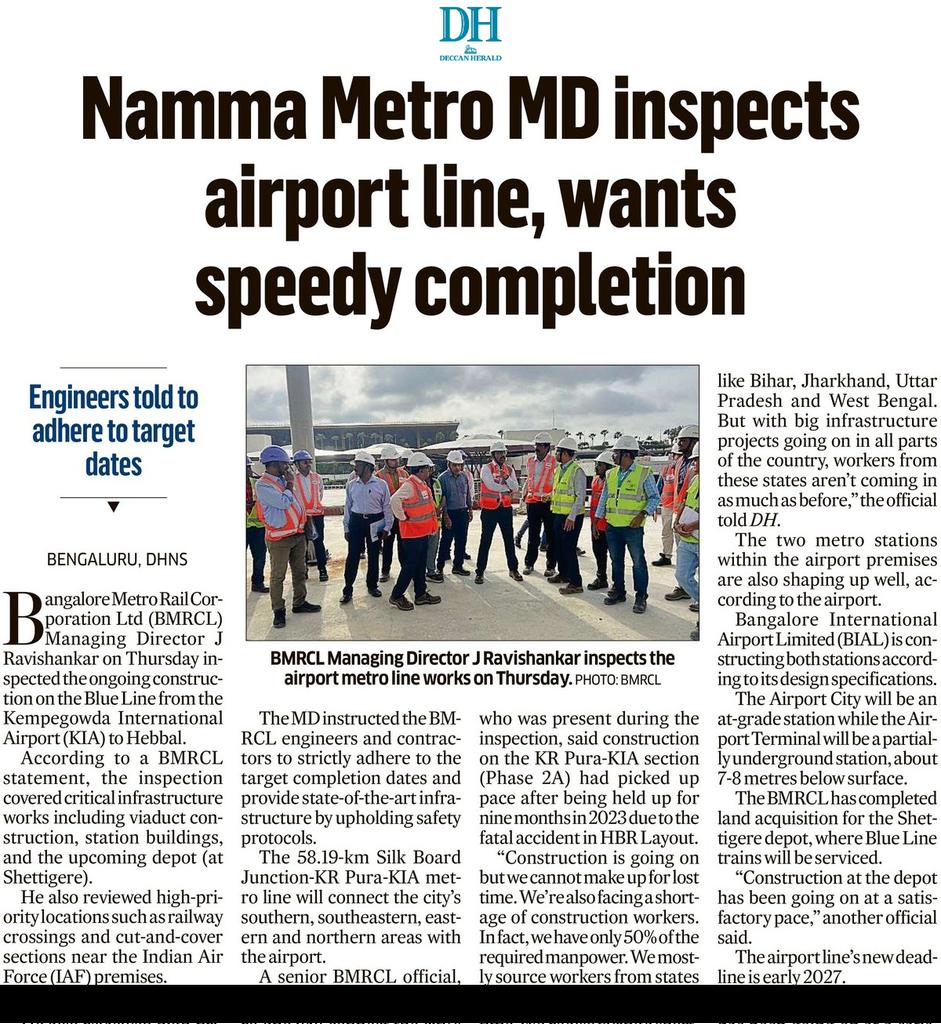 Muthi-ur-Rahman Siddiqui (@ever_pessimist) on Twitter photo Update on #BengaluruMetro's Airport Line:
Construction picks up but can't make for lost time.
9 months were lost due to the fatal accident in HBR Layout.
Airport City station is at-grade.
Airport Terminal 7-8m U/G.
<a href="/BLRAirport/">BLR Airport</a> is building them to its specs.
<a href="/WF_Watcher/">Bangalore Metro Updates</a> Update on #BengaluruMetro's Airport Line:
Construction picks up but can't make for lost time.
9 months were lost due to the fatal accident in HBR Layout.
Airport City station is at-grade.
Airport Terminal 7-8m U/G.
<a href="/BLRAirport/">BLR Airport</a> is building them to its specs.
<a href="/WF_Watcher/">Bangalore Metro Updates</a>