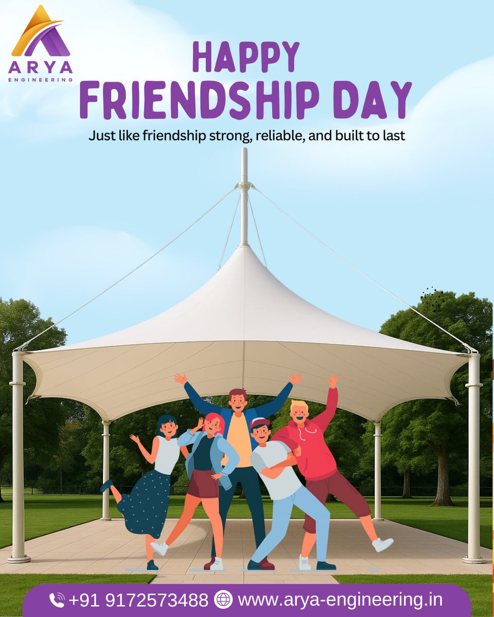 AryaaEng's tweet image. HAPPY FRIENDSHIP DAY!

Just like friendship – strong, reliable, and built to last.
At Arya Engineering, we don’t just build structures — we build trust, support, and lasting connections. 💪🏽🏗️

#AryaEngineering #FriendshipDay2025 #StrongLikeFriendship #TensileStructures