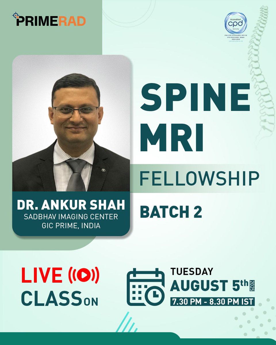 PrimeFellowship's tweet image. We&apos;re pleased to begin the Spine MRI Fellowship&apos;s (Batch 2) first live class, conducted by Dr. Ankur Shah.

Looking forward to an engaging and enriching session ahead! 

#LiveClass #SpineMRIFellowship #SpineImaging