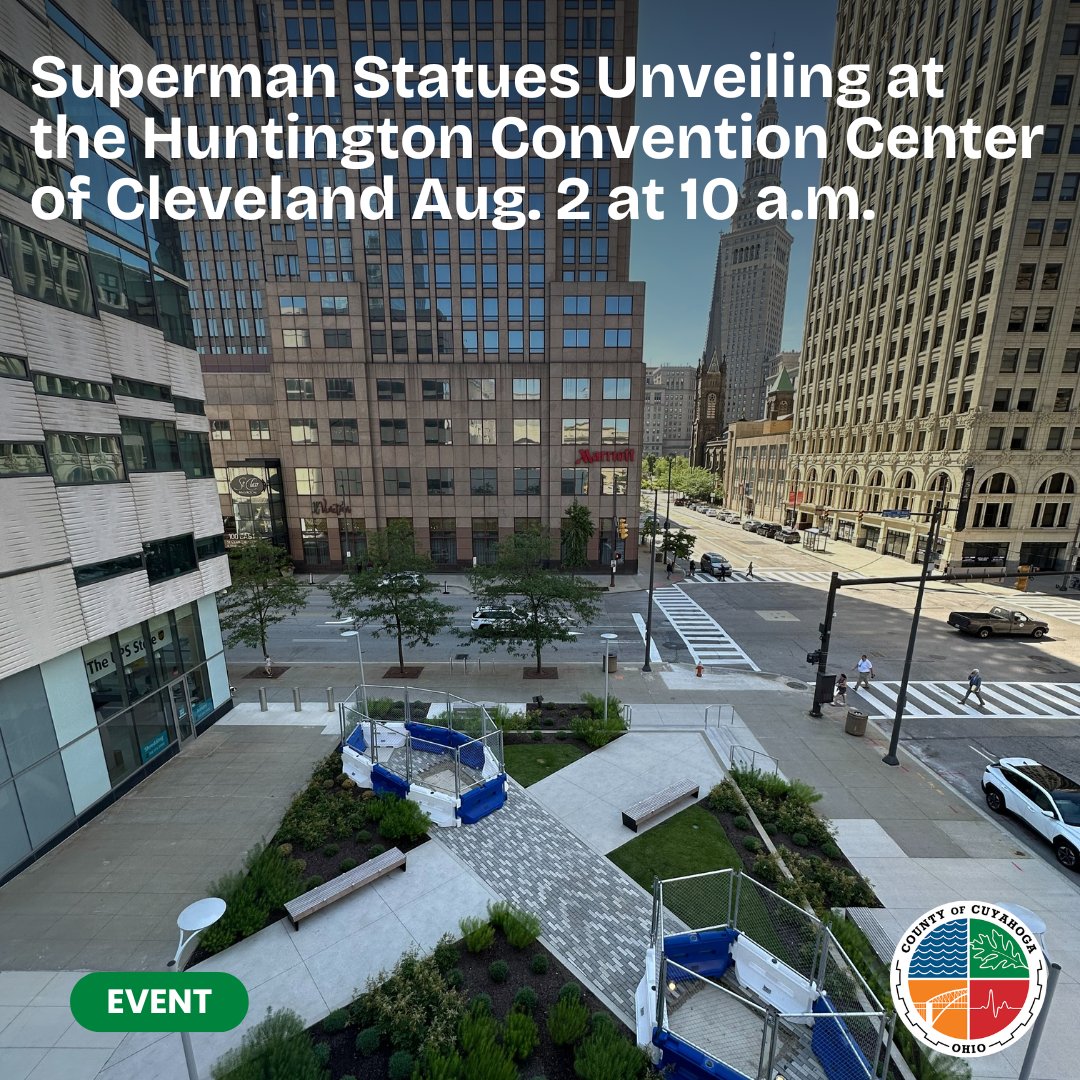 Cuyahoga County (@cuyahogacounty) on Twitter photo Join us as we celebrate the official unveiling of the much-anticipated Superman statues outside <a href="/CLEconventions/">Huntington Convention Center</a> . The public viewing begins at 10 a.m. today with special remarks from Laura Siegel Larson, daughter of Siegel. <a href="/SiegelShuster38/">The Siegel & Shuster Society</a> Join us as we celebrate the official unveiling of the much-anticipated Superman statues outside <a href="/CLEconventions/">Huntington Convention Center</a> . The public viewing begins at 10 a.m. today with special remarks from Laura Siegel Larson, daughter of Siegel. <a href="/SiegelShuster38/">The Siegel & Shuster Society</a>