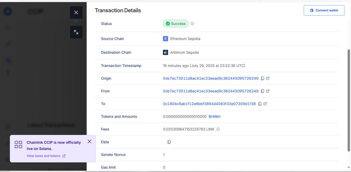 mibunna's tweet image. 🚀 Day 1 of Building-In-Public
Learnt how to successfully bridge cross-chain message and token (From sepolia to arbitrum sepolia)
Created a cross-chain token enabled for CCIP using CCT standards.
#BlockchainDevelopment #Web3