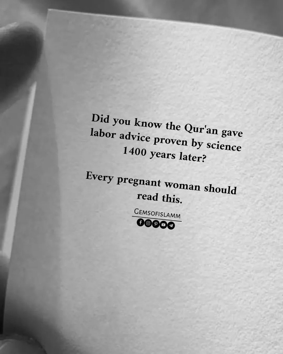 salahudeen33's tweet image. Did you know the Qur’an gave labor advice proven by science 1400 years later? Every pregnant  woman should read this...🤰 

A Beautiful Reminder