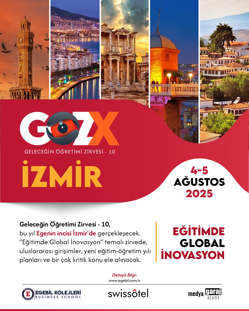 Geleceği ve vizyonu merkeze aldığımız, gelenekselleşen Geleceğin Öğretim Zirvesi X, 4-5 Ağustos'ta İzmir Büyük Efes Swissotel'de!

#egebil #eğitim #özelokul #business #businessschool #swissotel