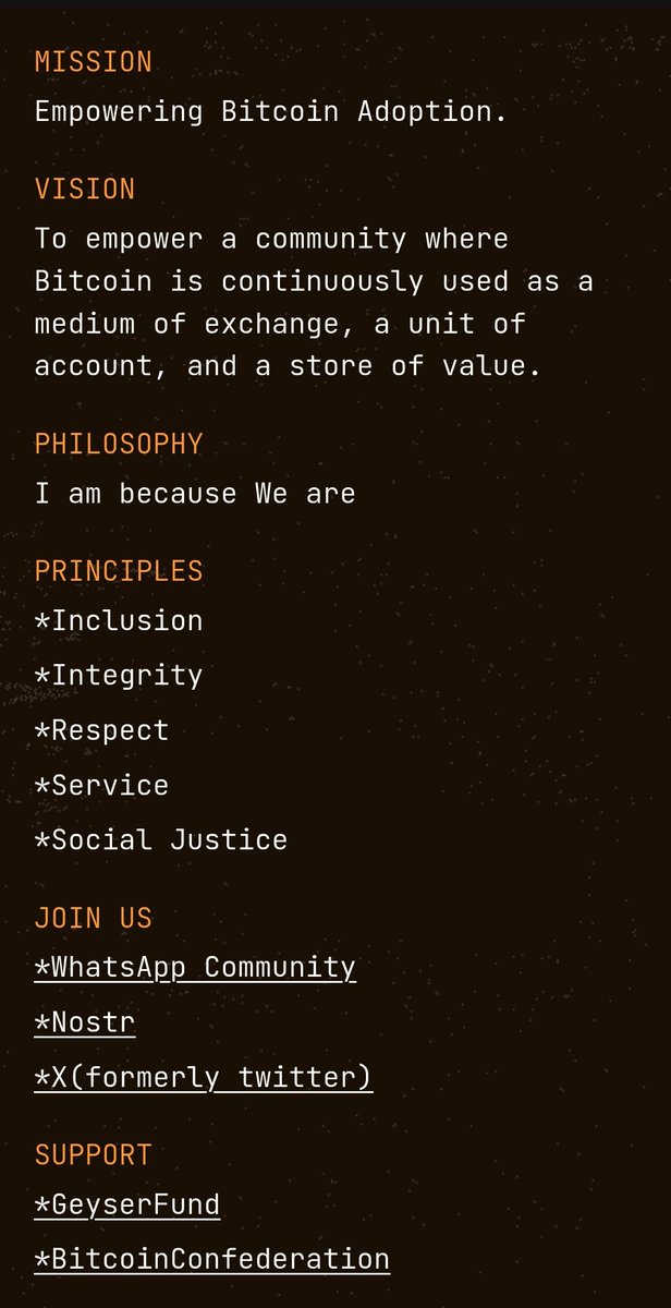 Martin Mutonga (@martinmutonga21) on Twitter photo <a href="/btcnairobi/">Bitcoin Nairobi</a> website upgrade Simple & Precise.
⚙️ Our Philosophy
⚙️ Our Principles
⚙️ Support via <a href="/BitcoinConfed/">Bitcoin Economy Confederation</a> <a href="/btcnairobi/">Bitcoin Nairobi</a> website upgrade Simple & Precise.
⚙️ Our Philosophy
⚙️ Our Principles
⚙️ Support via <a href="/BitcoinConfed/">Bitcoin Economy Confederation</a>